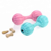 New Pet Toy Rubber Treat Dumbbell With Squeaker Dog Toys Free Samples